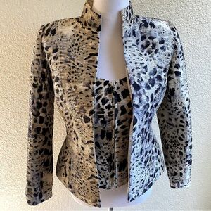 Flores & Flores 100% Silk Leopard Two Piece Suit Jacket and Sleeveless Top: 4